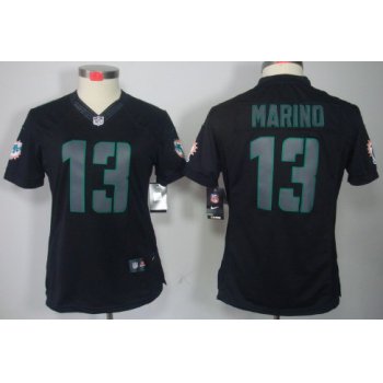 Nike Miami Dolphins #13 Dan Marino Black Impact Limited Womens Jersey
