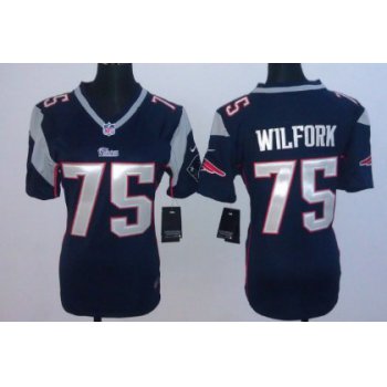 Nike New England Patriots #75 Vince Wilfork Blue Game Womens Jersey