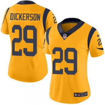 Nike Rams #29 Eric Dickerson Gold Women's Stitched NFL Limited Rush Jersey