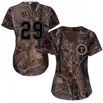 Rangers #29 Adrian Beltre Camo Realtree Collection Cool Base Women's Stitched Baseball Jersey
