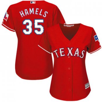 Rangers #35 Cole Hamels Red Alternate Women's Stitched Baseball Jersey
