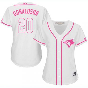 Blue Jays #20 Josh Donaldson White Pink Fashion Women's Stitched Baseball Jersey