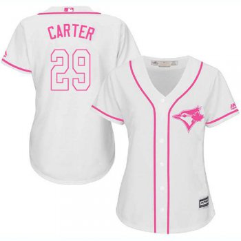 Blue Jays #29 Joe Carter White Pink Fashion Women's Stitched Baseball Jersey