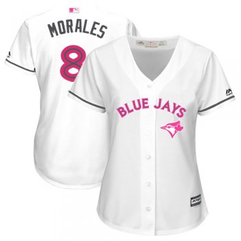 Blue Jays #8 Kendrys Morales White Mother's Day Cool Base Women's Stitched Baseball Jersey$20.99