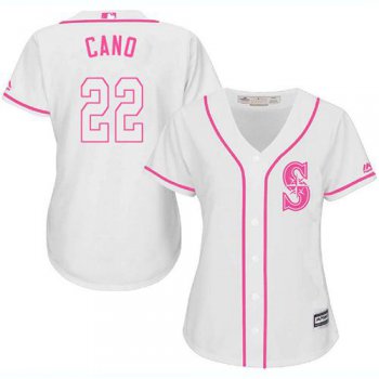 Mariners #22 Robinson Cano White Pink Fashion Women's Stitched Baseball Jersey
