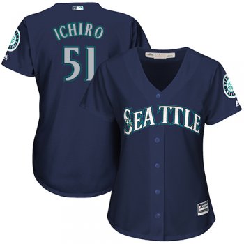 Mariners #51 Ichiro Suzuki Navy Blue Alternate Women's Stitched Baseball Jersey