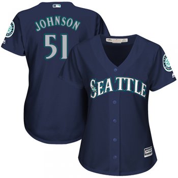 Mariners #51 Randy Johnson Navy Blue Alternate Women's Stitched Baseball Jersey