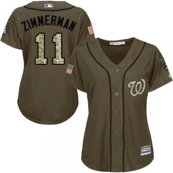 Nationals #11 Ryan Zimmerman Green Salute to Service Women's Stitched Baseball Jersey