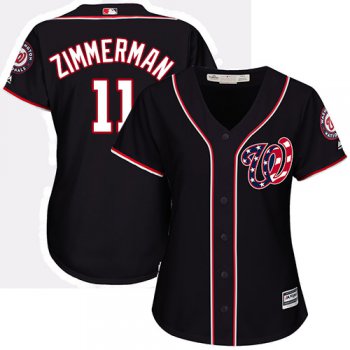 Nationals #11 Ryan Zimmerman Navy Blue Alternate Women's Stitched Baseball Jersey