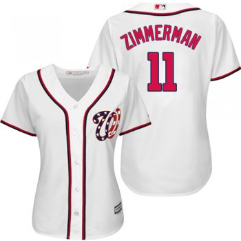 Nationals #11 Ryan Zimmerman White Home Women's Stitched Baseball Jersey