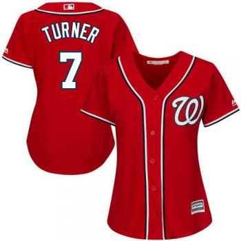 Nationals #7 Trea Turner Red Alternate Women's Stitched Baseball Jersey