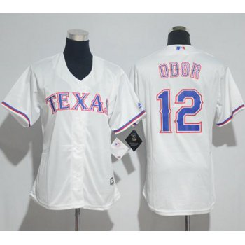 Rangers #12 Rougned Odor White Home Women's Stitched Baseball Jersey