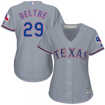 Rangers #29 Adrian Beltre Grey Road Women's Stitched Baseball Jersey