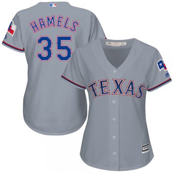Rangers #35 Cole Hamels Grey Road Women's Stitched Baseball Jersey