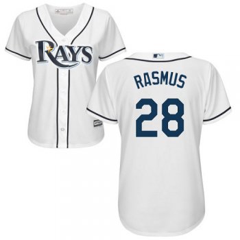 Rays #28 Colby Rasmus White Home Women's Stitched Baseball Jersey