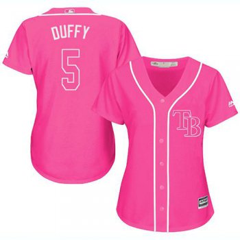 Rays #5 Matt Duffy Pink Fashion Women's Stitched Baseball Jersey