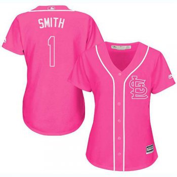 Cardinals #1 Ozzie Smith Pink Fashion Women's Stitched Baseball Jersey