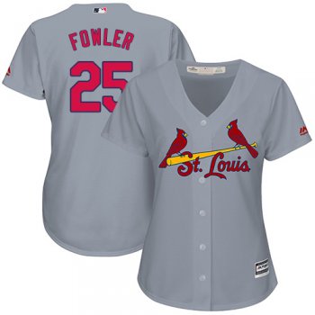 Cardinals #25 Dexter Fowler Grey Road Women's Stitched Baseball Jersey