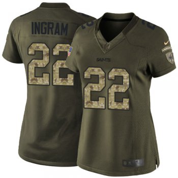 Women's Nike New Orleans Saints #22 Mark Ingram Green Stitched NFL Limited 2015 Salute to Service Jersey