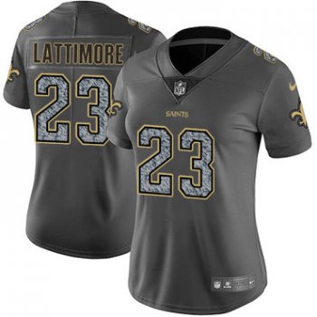Women's Nike New Orleans Saints #23 Marshon Lattimore Gray Static Stitched NFL Vapor Untouchable Limited Jersey