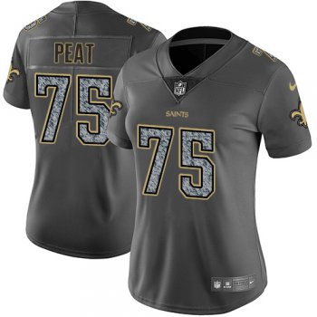 Women's Nike New Orleans Saints #75 Andrus Peat Gray Static NFL Vapor Untouchable Game Jersey