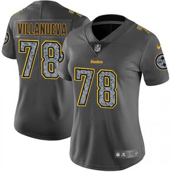 Women's Nike Pittsburgh Steelers #78 Alejandro Villanueva Gray Static NFL Vapor Untouchable Game Jersey