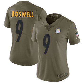 Women's Nike Pittsburgh Steelers #9 Chris Boswell Olive Stitched NFL Limited 2017 Salute to Service Jersey