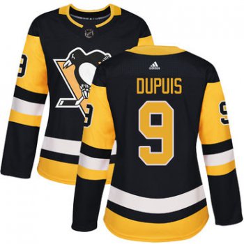 Adidas Pittsburgh Penguins #9 Pascal Dupuis Black Home Authentic Women's Stitched NHL Jersey