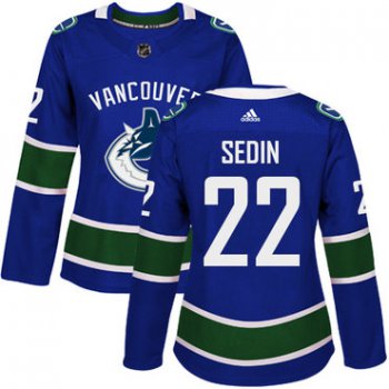 Adidas Vancouver Canucks #22 Daniel Sedin Blue Home Authentic Women's Stitched NHL Jersey
