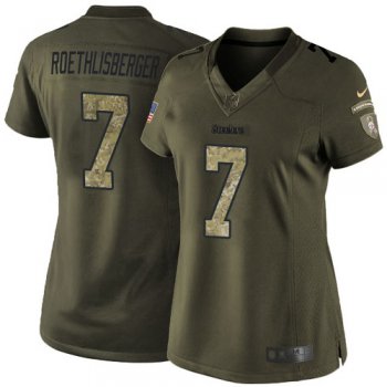 Women's Nike Pittsburgh Steelers #7 Ben Roethlisberger Green Stitched NFL Limited 2015 Salute to Service Jersey