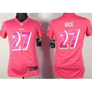 Nike Baltimore Ravens #27 Ray Rice Pink Sweetheart Diamond Womens Jersey
