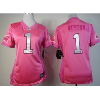 Nike Carolina Panthers #1 Cam Newton Pink Love Womens Jersey