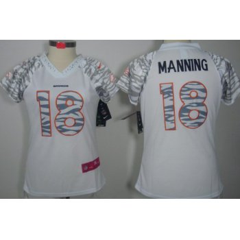 Nike Denver Broncos #18 Peyton Manning White Womens Zebra Field Flirt Jersey