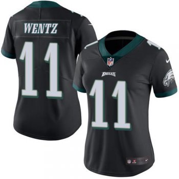 Nike Eagles #11 Carson Wentz Black Women's Stitched NFL Limited Rush Jersey