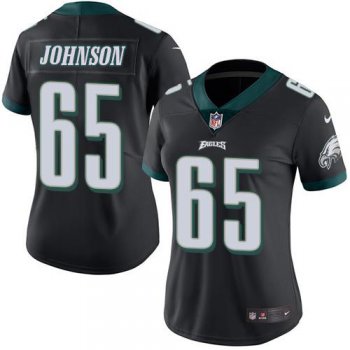 Nike Eagles #65 Lane Johnson Black Women's Stitched NFL Limited Rush Jersey