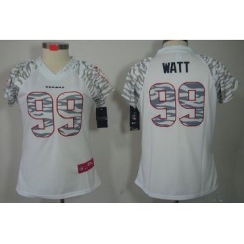 Nike Houston Texans #99 J.J. Watt White Womens Zebra Field Flirt Jersey