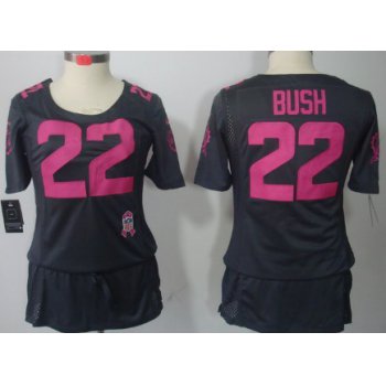 Nike Miami Dolphins #22 Reggie Bush Breast Cancer Awareness Gray Womens Jersey