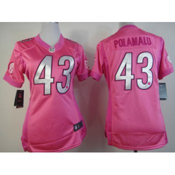 Nike Pittsburgh Steelers #43 Troy Polamalu Pink Love Womens Jersey