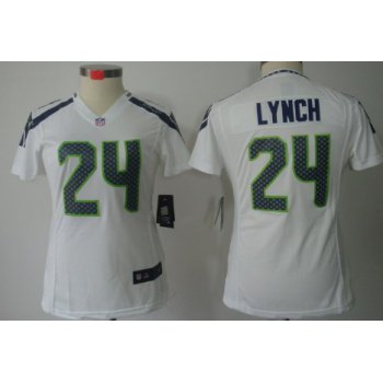 Nike Seattle Seahawks #24 Marshawn Lynch White Limited Womens Jersey