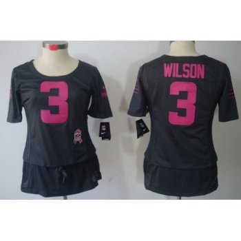 Nike Seattle Seahawks #3 Russell Wilson Breast Cancer Awareness Gray Womens Jersey
