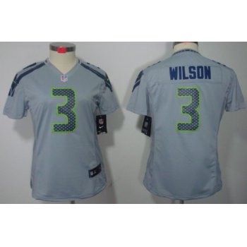 Nike Seattle Seahawks #3 Russell Wilson Gray Limited Womens Jersey