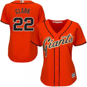 Giants #22 Will Clark Orange Alternate Women's Stitched Baseball Jersey