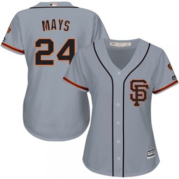 Giants #24 Willie Mays Grey Road 2 Women's Stitched Baseball Jersey