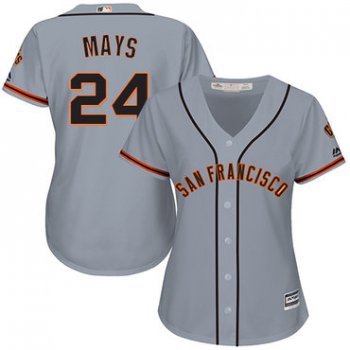 Giants #24 Willie Mays Grey Road Women's Stitched Baseball Jersey
