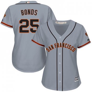 Giants #25 Barry Bonds Grey Road Women's Stitched Baseball Jersey