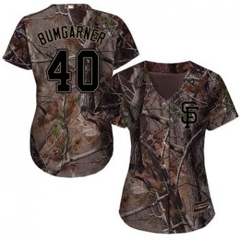 Giants #40 Madison Bumgarner Camo Realtree Collection Cool Base Women's Stitched Baseball Jersey