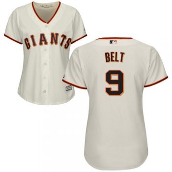 Giants #9 Brandon Belt Cream Home Women's Stitched Baseball Jersey
