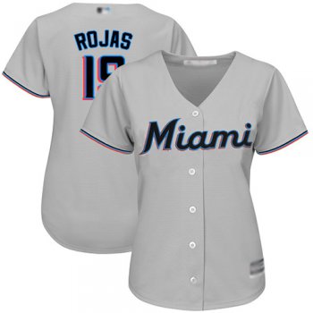 Marlins #19 Miguel Rojas Grey Road Women's Stitched Baseball Jersey
