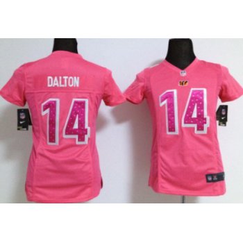 Nike Cincinnati Bengals #14 Andy Dalton Pink Sweetheart Diamond Womens Jersey