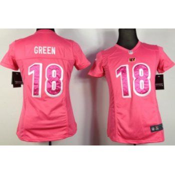 Nike Cincinnati Bengals #18 A.J. Green Pink Sweetheart Diamond Womens Jersey